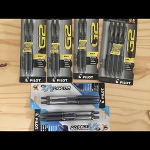 4 Pilot G2 Pens Fine & Bold Ink Black 2 Pilot Precise V10 Retractable Pens Fine